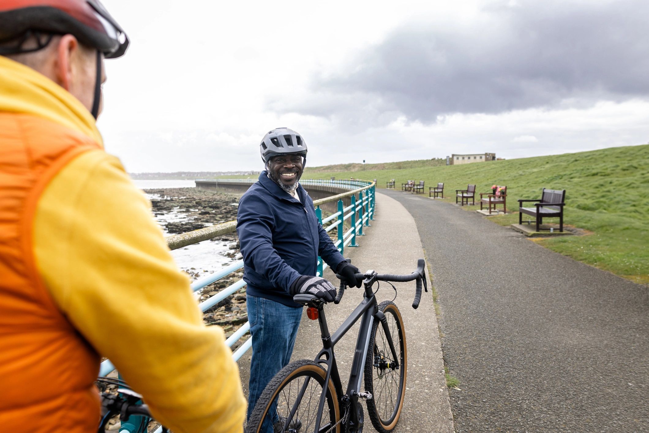 Cyclists training together on a road ride